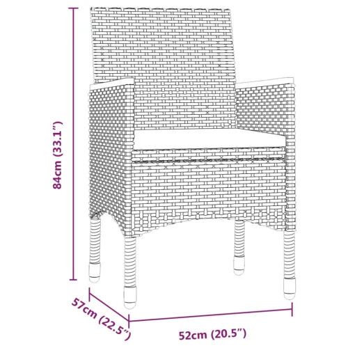 Vrtna garnitura - 5-dijelni vrtni blagovaonski set s jastucima crni - Crna Dužina stola 80 cm 4 Cijena