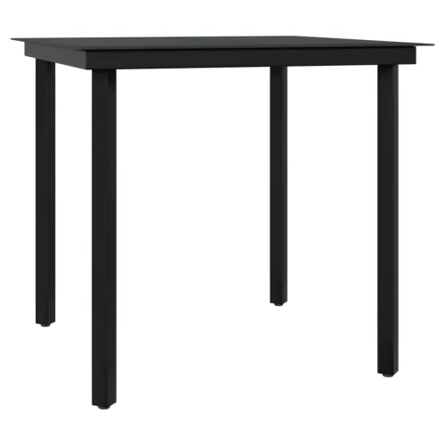 Vrtna garnitura - 5-dijelni vrtni blagovaonski set s jastucima crni - Crna Dužina stola 80 cm 4 Cijena