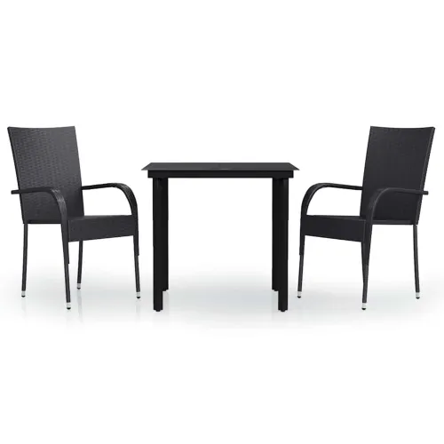 Vrtna garnitura - 3-dijelni vrtni blagovaonski set crni - Crna Dužina stola 80 cm 2 Cijena