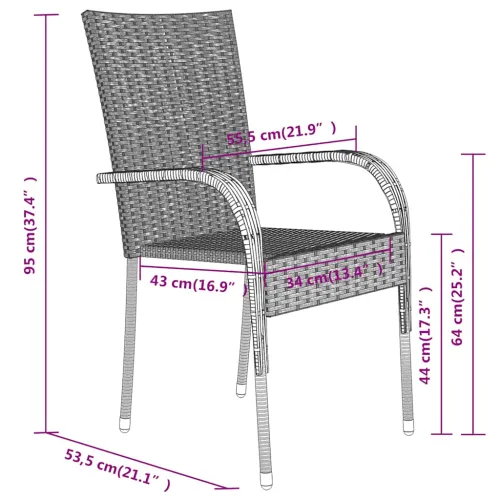 Vrtna garnitura - 3-dijelni vrtni blagovaonski set crni - Crna Dužina stola 80 cm 2 Cijena