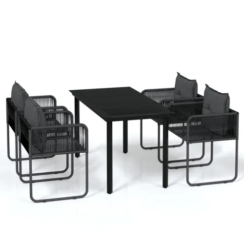 Vrtna garnitura - 5-dijelni vrtni blagovaonski set crni - Dužina stola 140 cm 4 Cijena