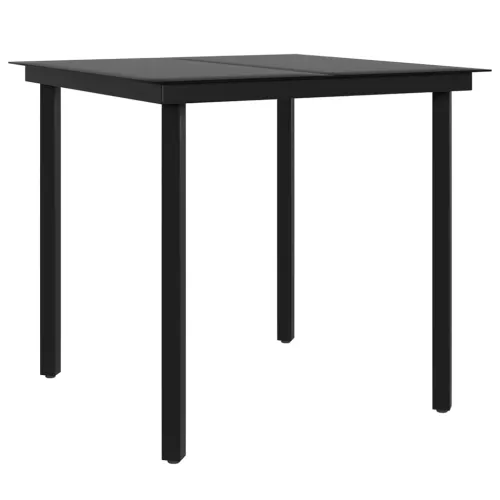 Vrtna garnitura - 3-dijelni vrtni blagovaonski set s jastucima crni - Crna Dužina stola 80 cm 2 Cijena