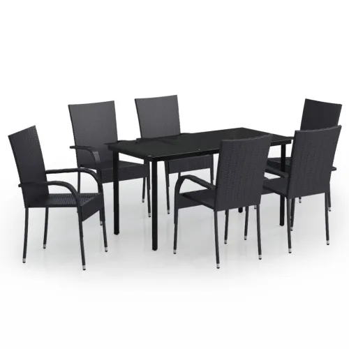 Vrtna garnitura - 7-dijelni vrtni blagovaonski set crni - Crna Dužina stola 140 cm 6 Cijena