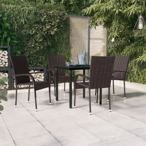 Vrtna garnitura - 5-dijelni vrtni blagovaonski set smeđe-crni - Smeđa i crna Dužina stola 80 cm 4 Cijena