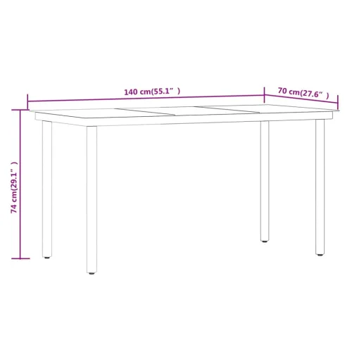 Vrtna garnitura - 5-dijelni vrtni blagovaonski set smeđe-crni - Smeđa i crna Dužina stola 140 cm 4 Cijena