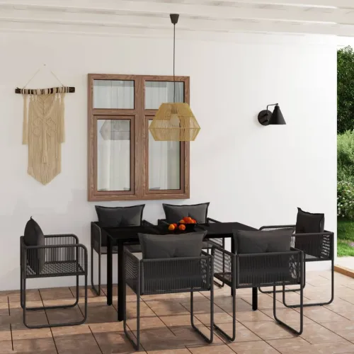 Vrtna garnitura - 7-dijelni vrtni blagovaonski set crni - Dužina stola 140 cm 6 Cijena