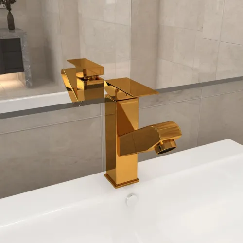 Slavina za Lavabo - Umivaonik s funkcijom izvlačenja zlatna 157 x 172 mm - Zlatno Zlatno Cijena