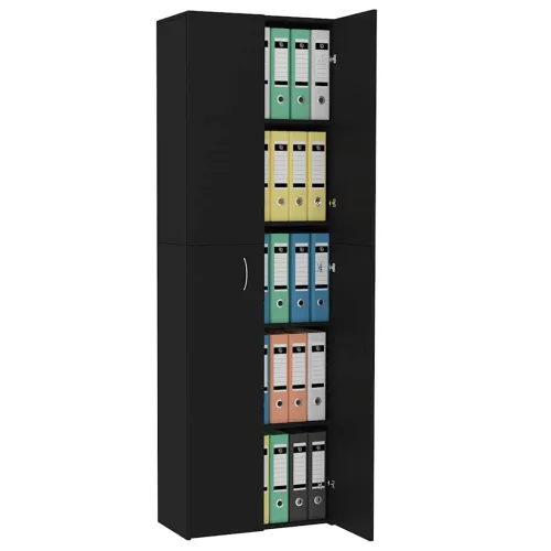 Uredski ormarić crni 60 x 32 x 190 cm od konstruiranog drva - Crna 60 x 32 x 190 cm 1 Cijena