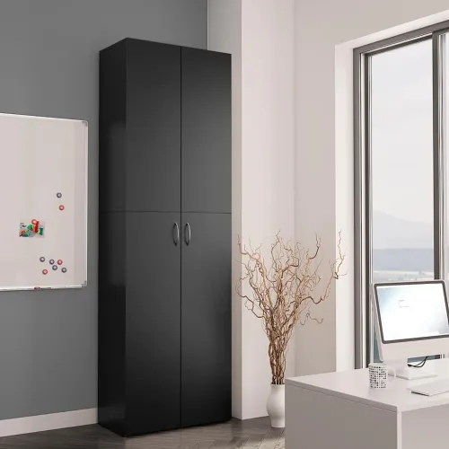 Uredski ormarić crni 60 x 32 x 190 cm od konstruiranog drva - Crna 60 x 32 x 190 cm 1 Cijena