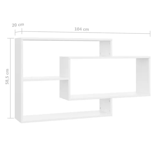 Zidne police bijele 104 x 20 x 58,5 cm konstruirano drvo - Bijela Cijena