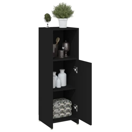 Kupaonski ormarić crni 30 x 30 x 95 cm od konstruiranog drva - Crna 1 1 Cijena