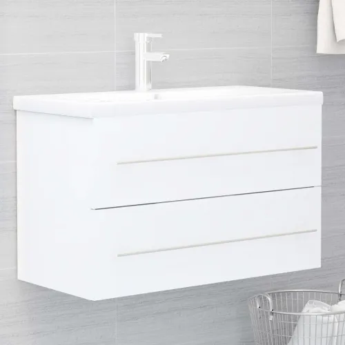 Ormarić s ugrađenim Lavabo - Umivaonikom bijeli od iverice - Bijela 80 x 38.5 x 48 cm bez slavine Cijena