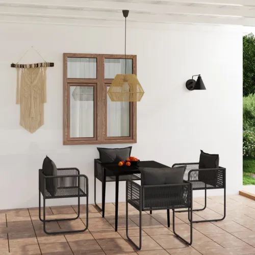 Vrtna garnitura - 5-dijelni vrtni blagovaonski set crni - Dužina stola 80 cm 4 Cijena