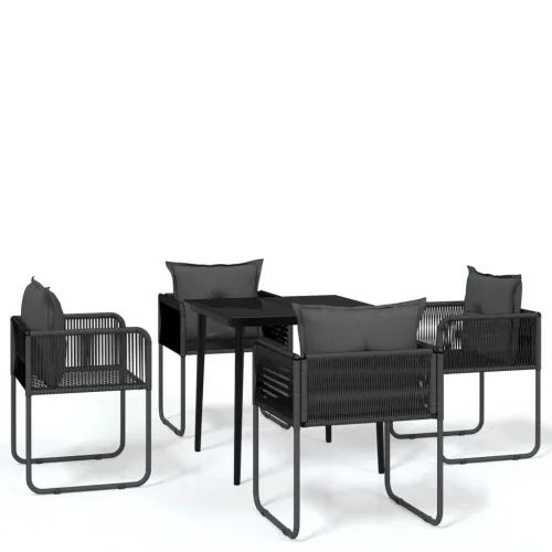 Vrtna garnitura - 5-dijelni vrtni blagovaonski set crni - Dužina stola 80 cm 4 Cijena