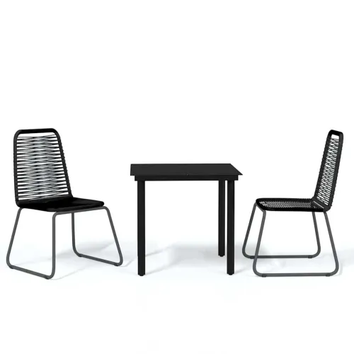 Vrtna garnitura - 3-dijelni vrtni blagovaonski set crni - Dužina stola 80 cm 2 Cijena