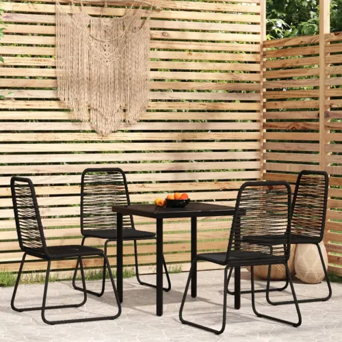 Vrtna garnitura - 5-dijelni vrtni blagovaonski set crni - Dužina stola 80 cm 4 Cijena