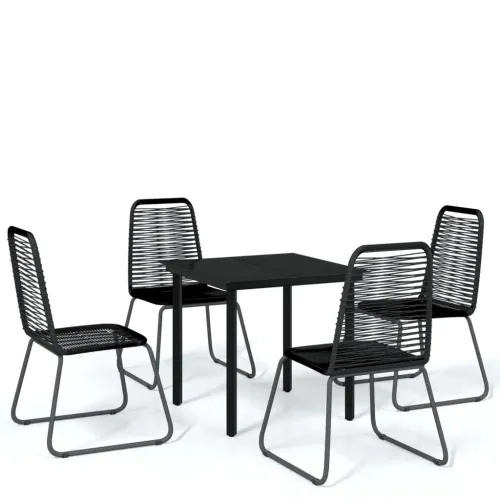 Vrtna garnitura - 5-dijelni vrtni blagovaonski set crni - Dužina stola 80 cm 4 Cijena