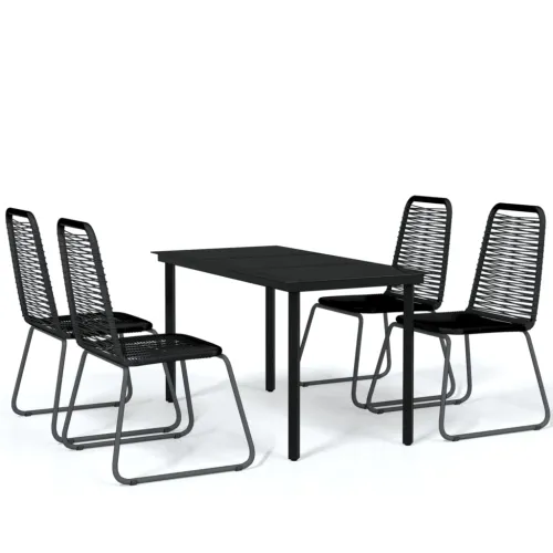 Vrtna garnitura - 5-dijelni vrtni blagovaonski set crni - Dužina stola 140 cm 4 Cijena