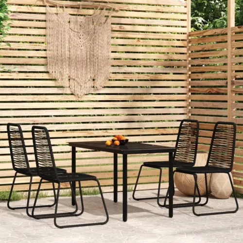 Vrtna garnitura - 5-dijelni vrtni blagovaonski set crni - Dužina stola 140 cm 4 Cijena