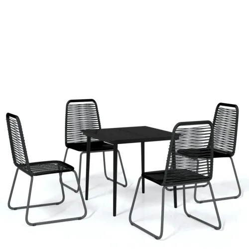 Vrtna garnitura - 5-dijelni vrtni blagovaonski set crni - Dužina stola 80 cm 4 Cijena