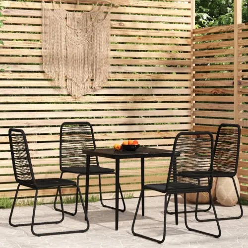 Vrtna garnitura - 5-dijelni vrtni blagovaonski set crni - Dužina stola 80 cm 4 Cijena