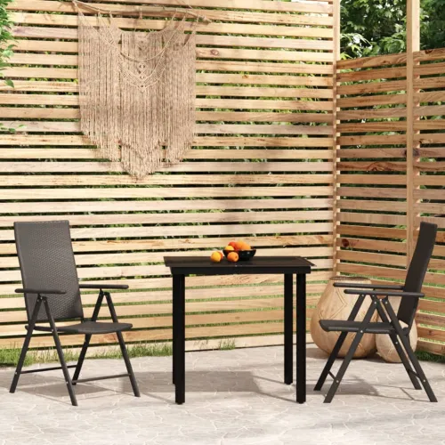 Vrtna garnitura - 3-dijelni vrtni blagovaonski set crni - Dužina stola 80 cm 2 Cijena