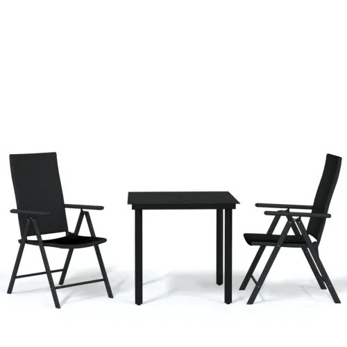 Vrtna garnitura - 3-dijelni vrtni blagovaonski set crni - Dužina stola 80 cm 2 Cijena