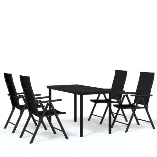 Vrtna garnitura - 5-dijelni vrtni blagovaonski set crni - Dužina stola 140 cm 4 Cijena