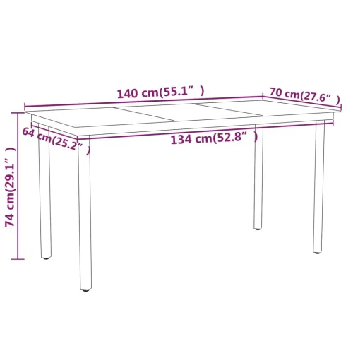 Vrtna garnitura - 5-dijelni vrtni blagovaonski set crni - Dužina stola 140 cm 4 Cijena