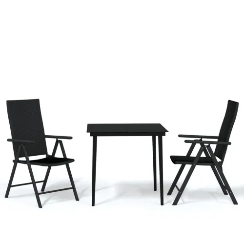 Vrtna garnitura - 3-dijelni vrtni blagovaonski set crni - Dužina stola 80 cm 2 Cijena