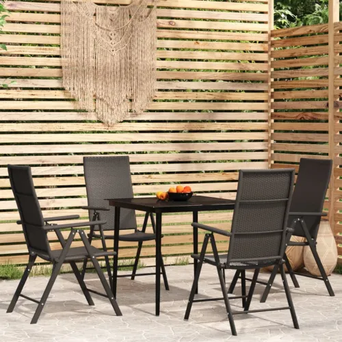 Vrtna garnitura - 5-dijelni vrtni blagovaonski set crni - Dužina stola 80 cm 4 Cijena