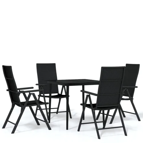Vrtna garnitura - 5-dijelni vrtni blagovaonski set crni - Dužina stola 80 cm 4 Cijena