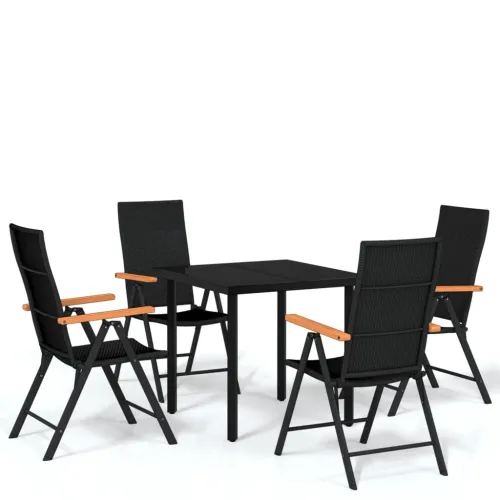 Vrtna garnitura - 5-dijelni vrtni blagovaonski set crni - Dužina stola 80 cm 4 Cijena