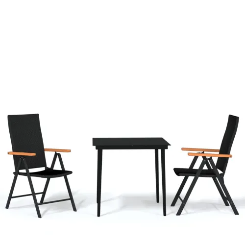 Vrtna garnitura - 3-dijelni vrtni blagovaonski set crni - Dužina stola 80 cm 2 Cijena