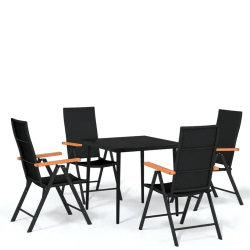 Vrtna garnitura - 5-dijelni vrtni blagovaonski set crni - Dužina stola 80 cm 4 Cijena