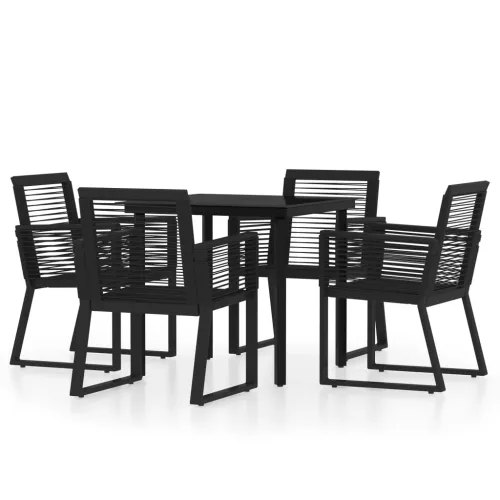Vrtna garnitura - 5-dijelni vrtni blagovaonski set crni - Dužina stola 80 cm 4 Cijena