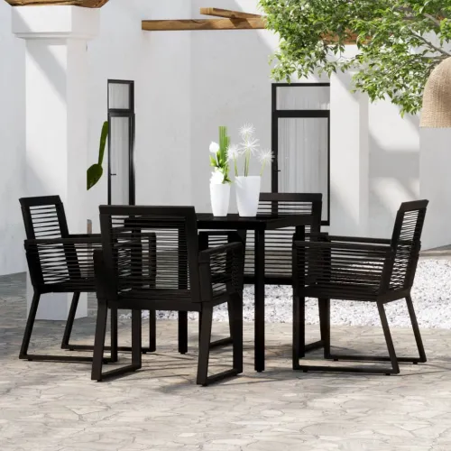 Vrtna garnitura - 5-dijelni vrtni blagovaonski set crni - Dužina stola 80 cm 4 Cijena