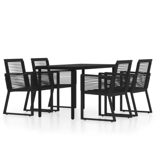 Vrtna garnitura - 5-dijelni vrtni blagovaonski set crni - Dužina stola 140 cm 4 Cijena