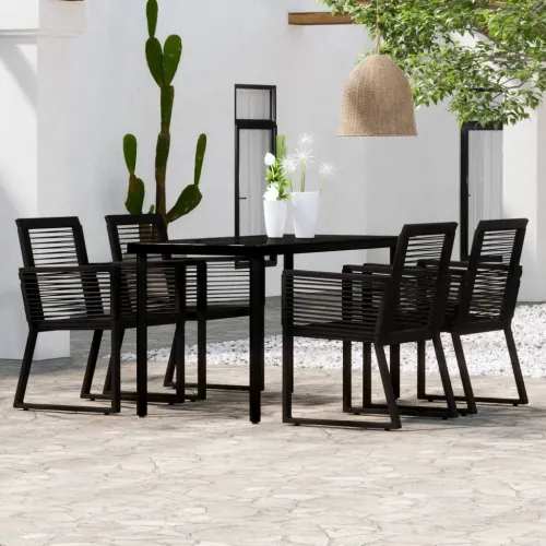 Vrtna garnitura - 5-dijelni vrtni blagovaonski set crni - Dužina stola 140 cm 4 Cijena