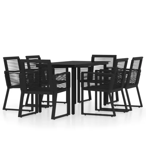 Vrtna garnitura - 7-dijelni vrtni blagovaonski set crni - Dužina stola 140 cm 6 Cijena