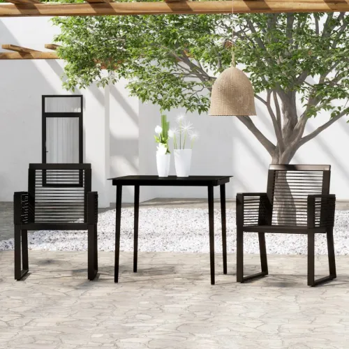 Vrtna garnitura - 3-dijelni vrtni blagovaonski set crni - Dužina stola 80 cm 2 Cijena