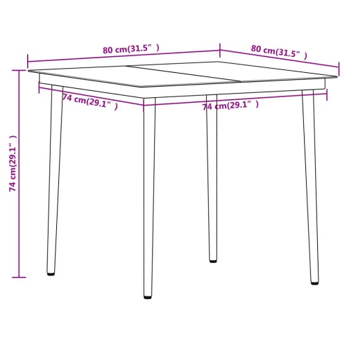 Vrtna garnitura - 5-dijelni vrtni blagovaonski set crni - Dužina stola 80 cm 4 Cijena