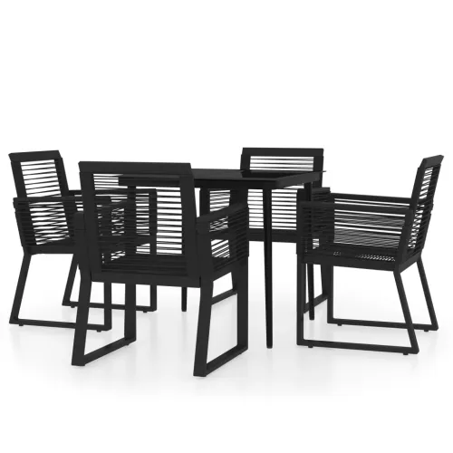 Vrtna garnitura - 5-dijelni vrtni blagovaonski set crni - Dužina stola 80 cm 4 Cijena
