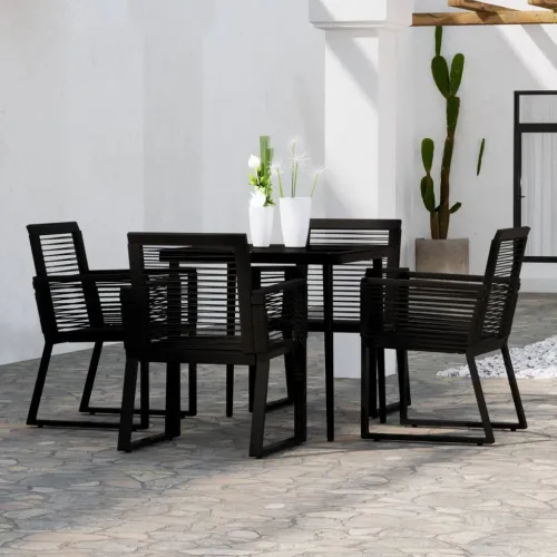 Vrtna garnitura - 5-dijelni vrtni blagovaonski set crni - Dužina stola 80 cm 4 Cijena
