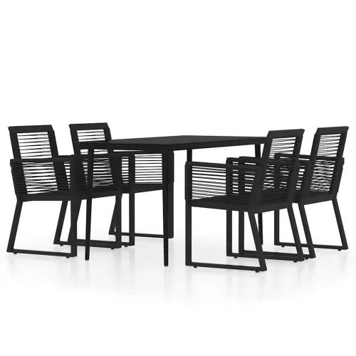Vrtna garnitura - 5-dijelni vrtni blagovaonski set crni - Dužina stola 140 cm 4 Cijena