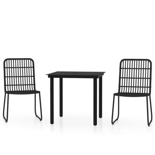 Vrtna garnitura - 3-dijelni vrtni blagovaonski set crni - Crna Dužina stola 80 cm 2 Cijena