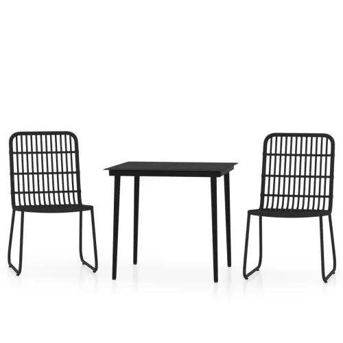 Vrtna garnitura - 3-dijelni vrtni blagovaonski set crni - Crna Dužina stola 80 cm 2 Cijena