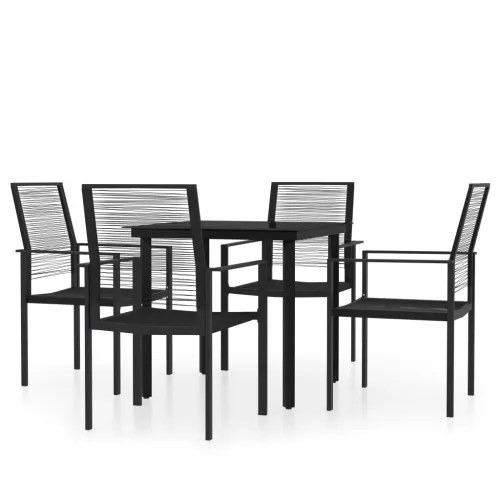 Vrtna garnitura - 5-dijelni vrtni blagovaonski set crni - Dužina stola 80 cm 4 Cijena