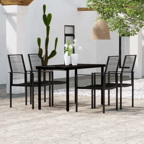 Vrtna garnitura - 5-dijelni vrtni blagovaonski set crni - Dužina stola 140 cm 4 Cijena