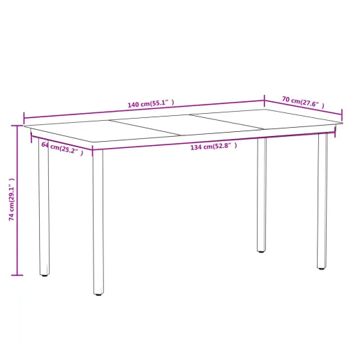 Vrtna garnitura - 5-dijelni vrtni blagovaonski set crni - Dužina stola 140 cm 4 Cijena